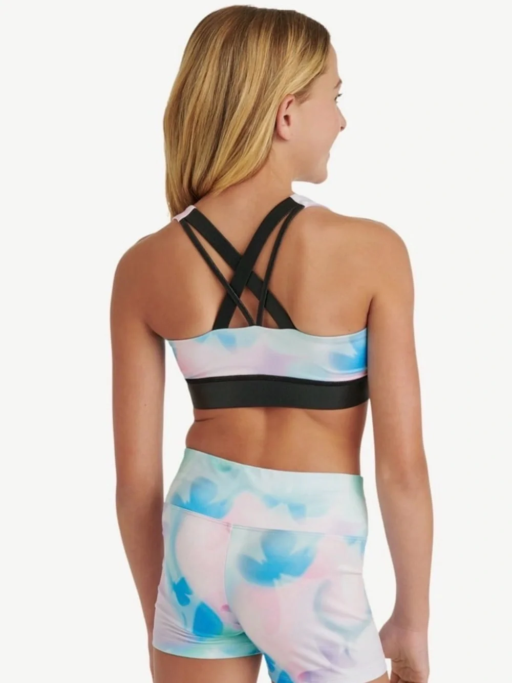 NWT: Justice Strappy Back Sports Bra for Girls with Butterfly Print Cheer Dance